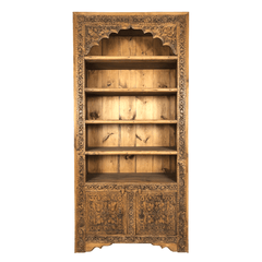 Mehrab Indian Hand Carved Solid Wood Bookshelf B4