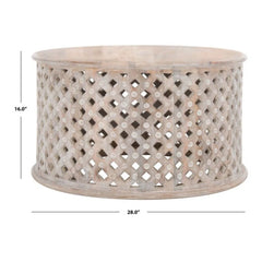 Bristol Carved Mango Wood Round Coffee Table Natural B1