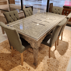 Antique Indian Hand Carved  Solid Wood Dining Table 02