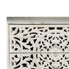 Indian Hand Carved 2 Drawers Solid Wood Bedside Table 03