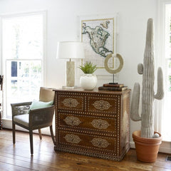 Meera Teak Rich Bone Inlay Chest of 4 Drawer Dresser