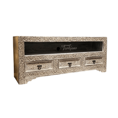 Indian Hand Carved Solid Wooden TV Unit 02