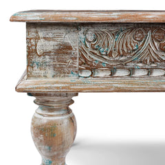 Takhat Indian Salvage Reclaimed Wood Hand Carved Coffee Table C58