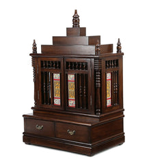 Medium Sized Handmade Sheesham Wood Home Temple In Brown