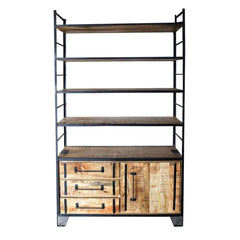 Earth Industrial metal and wood Solid Mango Wood Bookshelf B36
