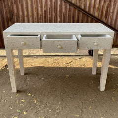 Maaya Bone Inlay Console Hall Table White Floral 100x40x80cm