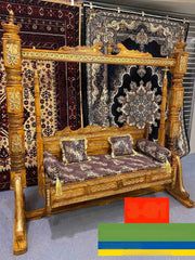 Maharaja Indian Traditional Hand Carved Wooden 3 Seater Swing