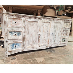 Rustica Reclaimed wood boat timber sideboard Buffet White 200x50x90cm