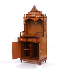 Large Sized Handmade Solid Wood Home Temple In Brown