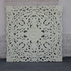 Dynasty Carved Panel Bedhead White