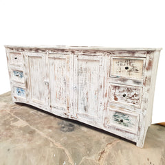 Rustica Reclaimed wood boat timber sideboard Buffet White 200x50x90cm