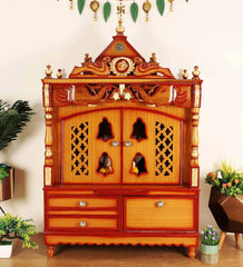 Sheesham Wood Handmade Mandir Home Temple In Brown