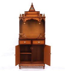 Large Sized Handmade Solid Wood Home Temple In Brown