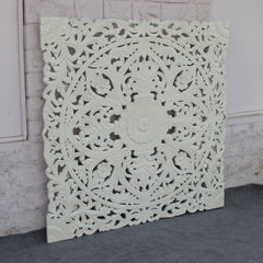 Dynasty Carved Panel Bedhead White