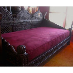 Mughal Garden Hand Carved Indian Daybed Chocolate Deep