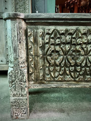 Antique Vintage Indian Hand Carved Solid Wood Console Hall Table