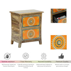 Pandora Hand Painted Indian Solid Wood Bedside Table