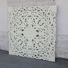 Dynasty Carved Panel Bedhead White