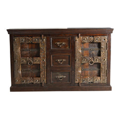 Indian Antique Old Door Solid Wood Sideboard