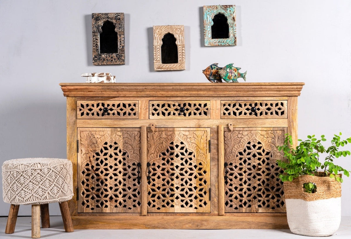 Kalah Hand Carved Solid Wooden Sideboard Buffet 150x90x40cm KLA0156  -  