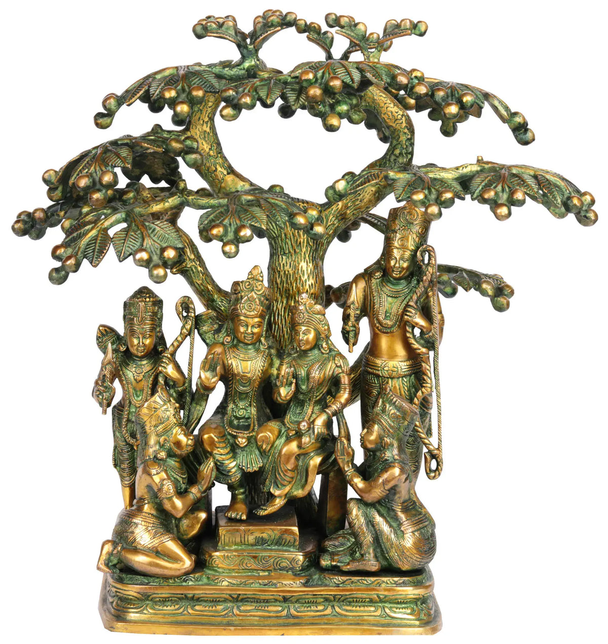 Indian Lord Ram Sita Lakshmana Hanuman Ram Durbar Brass Statue