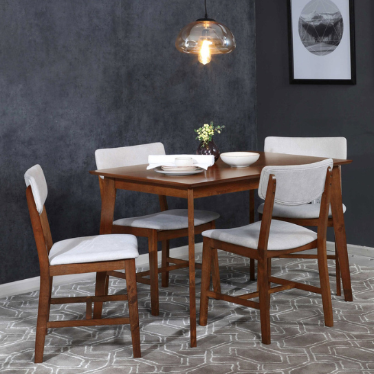 The Attic Hepburn Four Seater Dining Set In Honey Finish