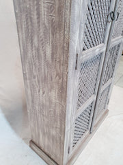 French style doors Jali carved Cabinet Pantry Cupboard Grey White Rustic 180cm