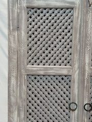 French style doors Jali carved Cabinet Pantry Cupboard Grey White Rustic 180cm