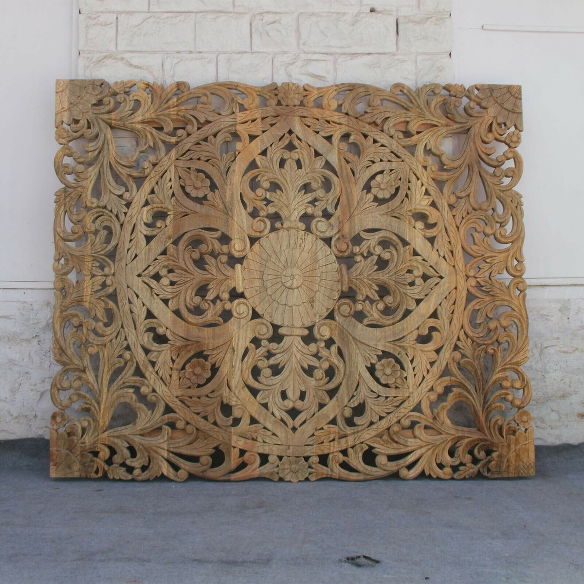 Dynasty Carved Panel Bedhead Natural