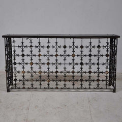 Antique Metal Jali Panel Console Hall Table Black