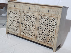 MADE TO ORDER Shabby Chic Hand carved Jali design Large 3 door sideboard buffet 150x40x90cm