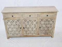 MADE TO ORDER Shabby Chic Hand carved Jali design Large 3 door sideboard buffet 150x40x90cm