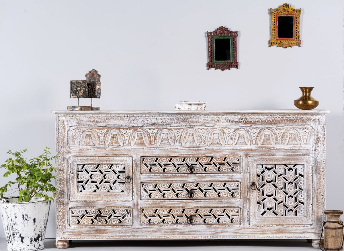 Kalah Hand Carved Solid Wooden Sideboard Buffet 180x100x40cm KLA0157  -  