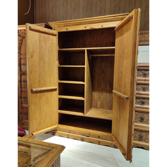 Indian Hand Carved Solid Wooden Cupboard Wardrobe D36