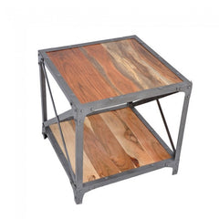 Angle Industrial French Lamp Side Table Natural 50x50cm