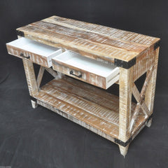 Metal Factory Timber Console Table White