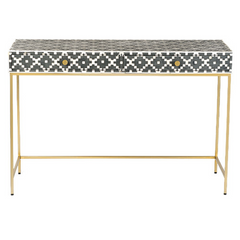 MAAYA Bone Inlay Wooden 2 Drawer Console Hall Table