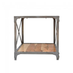 Angle Industrial French Lamp Side Table Natural 50x50cm