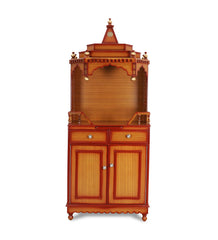 Large Sized Handmade Solid Wood Home Temple In Brown