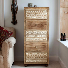 The Attic Jodhpur Tallboy Wooden Chest of Drawer Natural