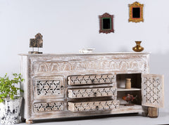 Kalah Hand Carved Solid Wooden Sideboard Buffet 180x100x40cm KLA0157  -  