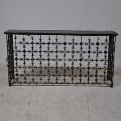 Antique Metal Jali Panel Console Hall Table Black