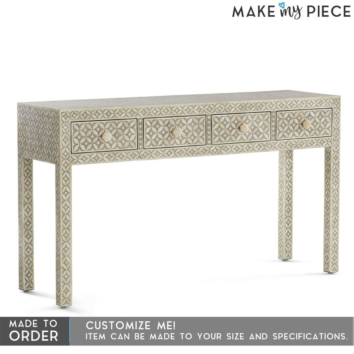 MAAYA Bone Inlay Solid wood 4 Drawers Hall Side Table