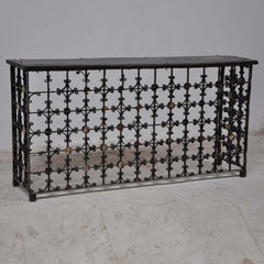 Antique Metal Jali Panel Console Hall Table Black