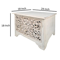 Indian Hand Carved 2 Drawers Solid Wood Bedside Table 03