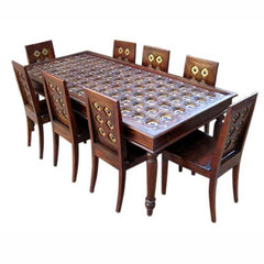 Mogra Antique Brass Work Brass Fitted Dining Table Set