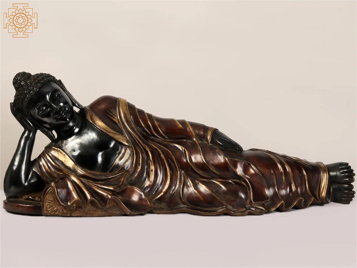 Indian Brass Tibetan Buddhist Buddha In Brass Statue