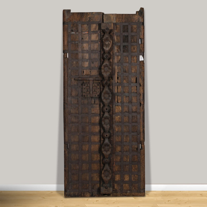 Indian Vintage Antique Hand Carved Reclaimed Wood Door Panel 108