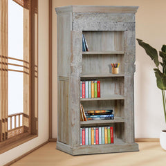 Indian Hand Carved pillar Old Door Reclaimed Wood Bookshelf B37