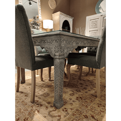 Antique Indian Hand Carved  Solid Wood Dining Table 02